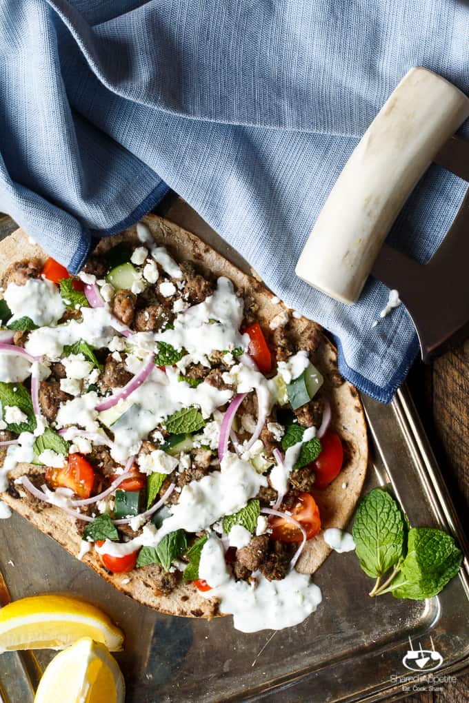 Mediterranean Lamb Flatbread | sharedappetite.com A super easy and healthy weeknight dinner!