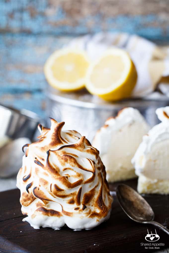 Mini Lemon Vanilla Baked Alaskas | sharedappetite.com Only 5 ingredients and very easy to make with my time-saving shortcuts!