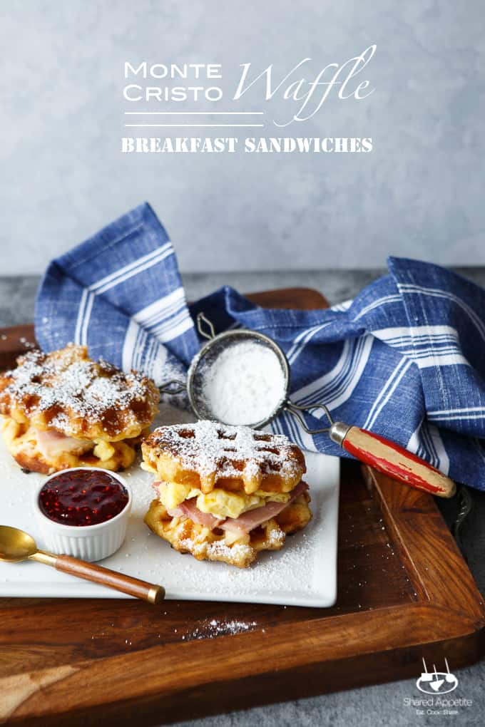 Monte Cristo Waffle Breakfast Sandwiches | sharedappetite.com A perfect way to to repurpose your Easter holiday leftovers for an epic post-holiday breakfast! Best of all, it's only 5 ingredients and super quick prep!