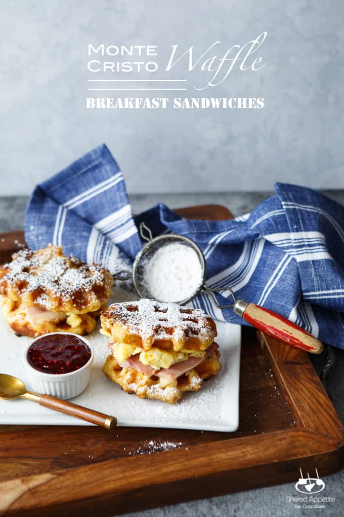 Monte Cristo Waffle Breakfast Sandwiches | sharedappetite.com A perfect way to to repurpose your Easter holiday leftovers for an epic post-holiday breakfast! Best of all, it's only 5 ingredients and super quick prep! 