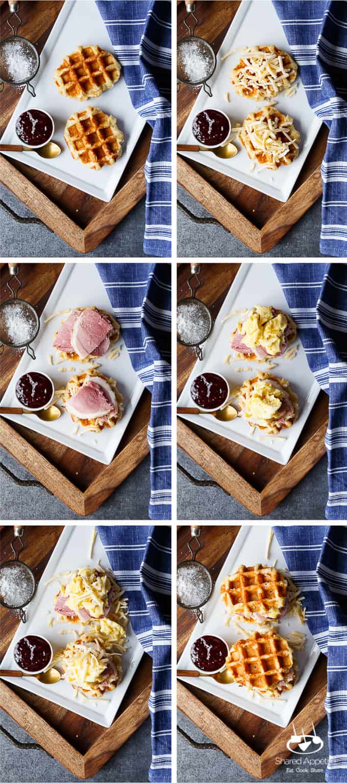 Monte Cristo Waffle Breakfast Sandwiches | sharedappetite.com A perfect way to to repurpose your Easter holiday leftovers for an epic post-holiday breakfast! Best of all, it's only 5 ingredients and super quick prep! 