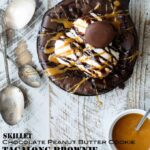 Skillet Chocolate Peanut Butter Cookie Tagalong Brownie Sundaes | sharedappetite.com A great way to feature those girl scout cookies in an epic dessert mashup of half cookie, half brownie goodness!