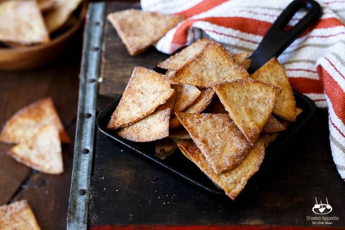 Churros Dessert Nachos with Mexican Hot Fudge and Dulce De Leche | sharedappetite.com