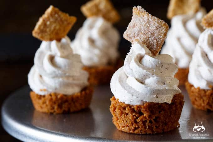 No Bake Cinnamon Toast Crunch Cheesecake Bites | sharedappetite.com