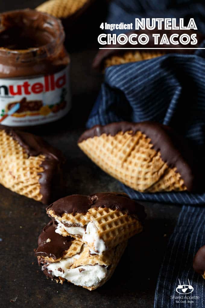 4 Ingredient Nutella Choco Tacos | sharedappetite.com A perfect Cinco de Mayo dessert and Taco Tuesday dessert, this copycat Choco Taco recipe is even better than the original because it's lined with Nutella!