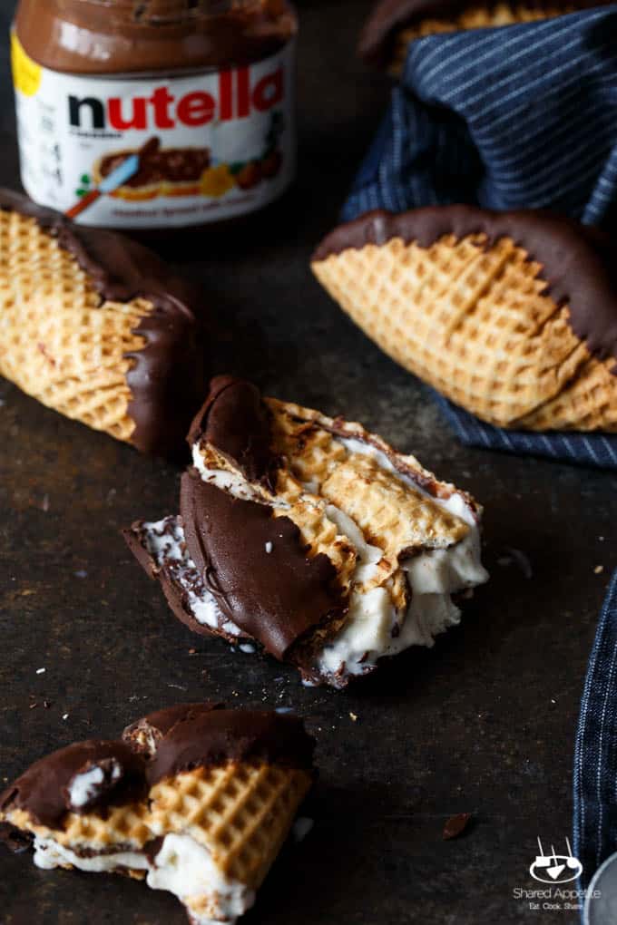 4 Ingredient Nutella Choco Tacos | sharedappetite.com A perfect Cinco de Mayo dessert and Taco Tuesday dessert, this copycat Choco Taco recipe is even better than the original because it's lined with Nutella!