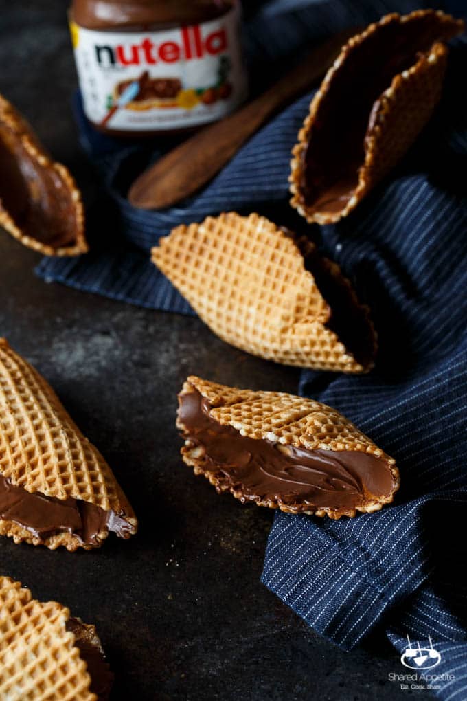 4 Ingredient Nutella Choco Tacos | sharedappetite.com A perfect Cinco de Mayo dessert and Taco Tuesday dessert, this copycat Choco Taco recipe is even better than the original because it's lined with Nutella! 