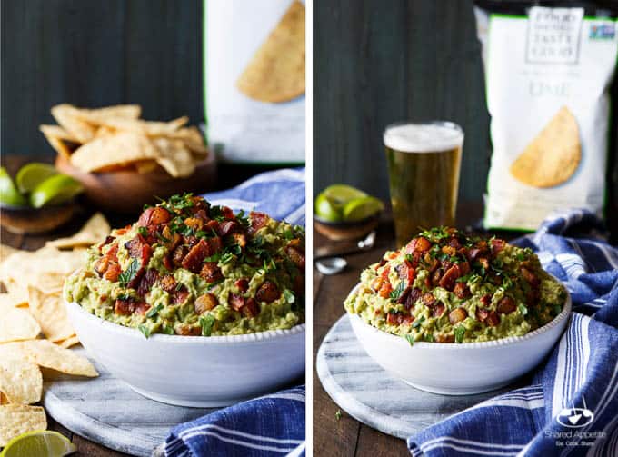 Spicy Caramelized Pineapple Bacon Guacamole | sharedappetite.com 