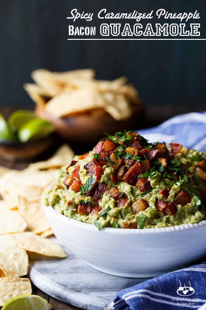 Spicy Caramelized Pineapple Bacon Guacamole | sharedappetite.com