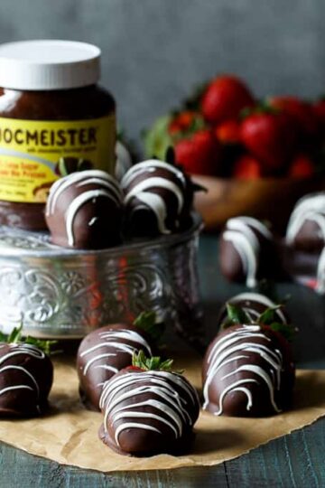 Chocolate Hazelnut Filled Chocolate Covered Strawberries | sharedappetite.com