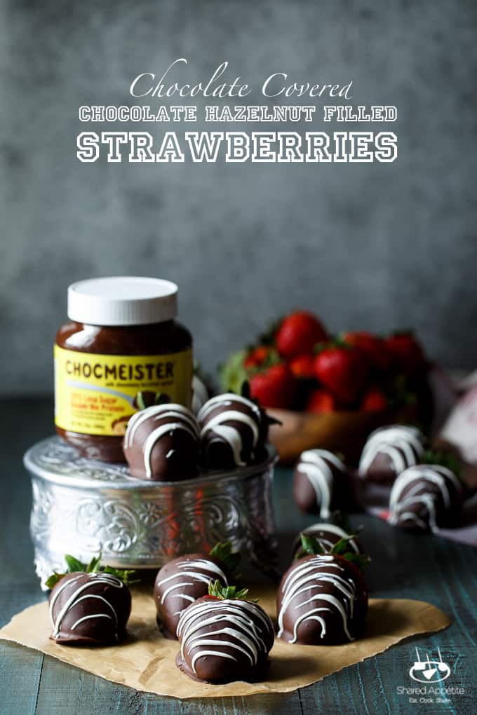Chocolate Hazelnut Filled Chocolate Covered Strawberries | sharedappetite.com 