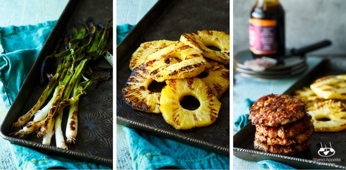 Grilled Pineapple Teriyaki Turkey Burgers with Mashed Avocado and Charred Scallion Aioli | sharedappetite.com