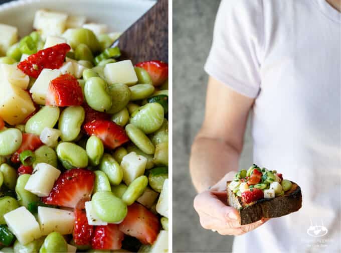 Strawberry, Fava Bean, and Pecorino Crostini | sharedappetite.com A perfect easy entertaining summer appetizer!