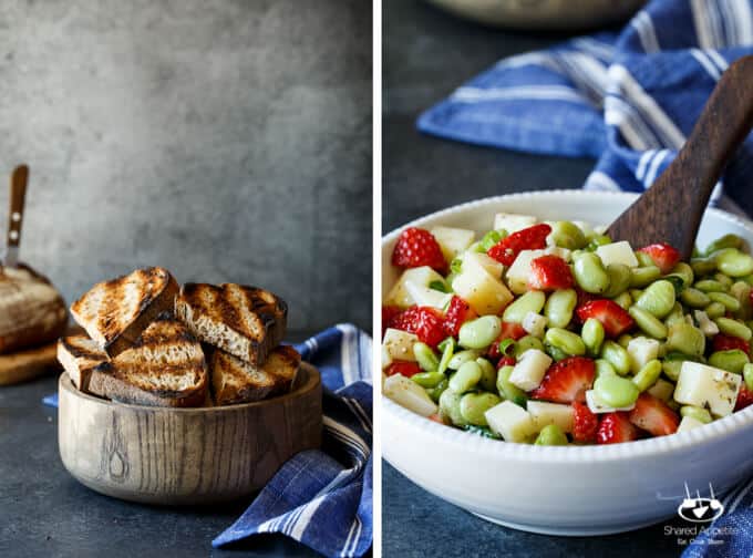 Strawberry, Fava Bean, and Pecorino Crostini | sharedappetite.com A perfect easy entertaining summer appetizer!