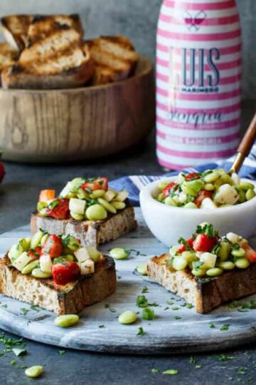 Strawberry, Fava Bean, and Pecorino Crostini | sharedappetite.com A perfect easy entertaining summer appetizer!