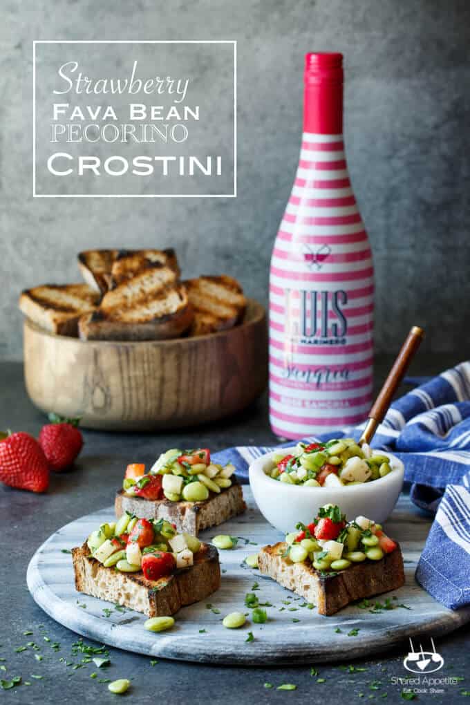 Strawberry, Fava Bean, and Pecorino Crostini | sharedappetite.com A perfect easy entertaining summer appetizer!