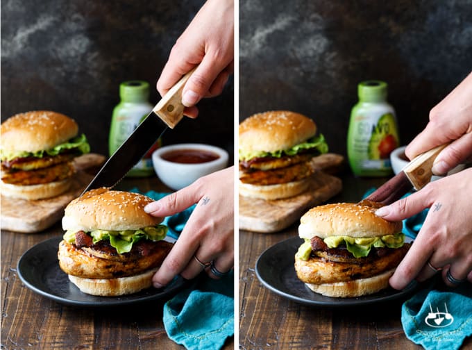 Grilled Sriracha Honey Chicken Sandwiches with Ancho Chile Pineapple, Bacon, and Avocado | sharedappetite.com