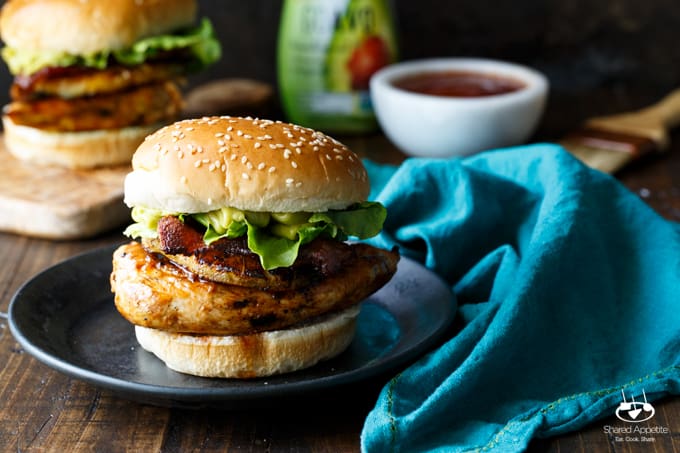 Grilled Sriracha Honey Chicken Sandwiches with Ancho Chile Pineapple, Bacon, and Avocado | sharedappetite.com