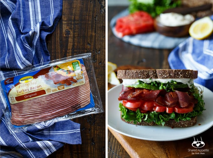 Healthy California BLT with Lemon Aioli, Turkey Bacon, Avocado, and Sprouts | sharedappetite.com