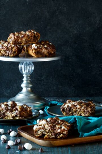 S'mores Oatmeal Bars | sharedappetite.com Blondies jam packed with oatmeal, mini marshmallows, and chocolate!