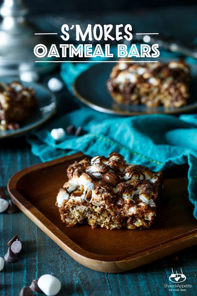 S'mores Oatmeal Bars | sharedappetite.com Blondies jam packed with oatmeal, mini marshmallows, and chocolate!