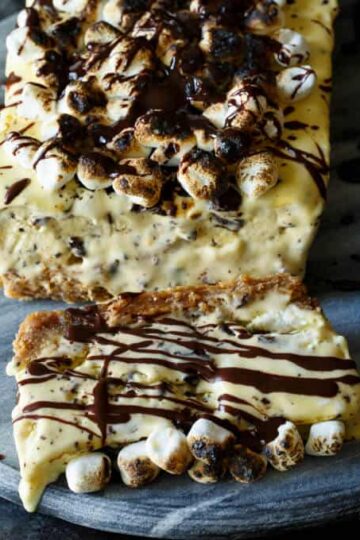 S'mores Semifreddo with a Graham Cracker Crust | sharedappetite.com This S'mores Semifreddo combines the richness of ice cream with the light airy texture of mousse!