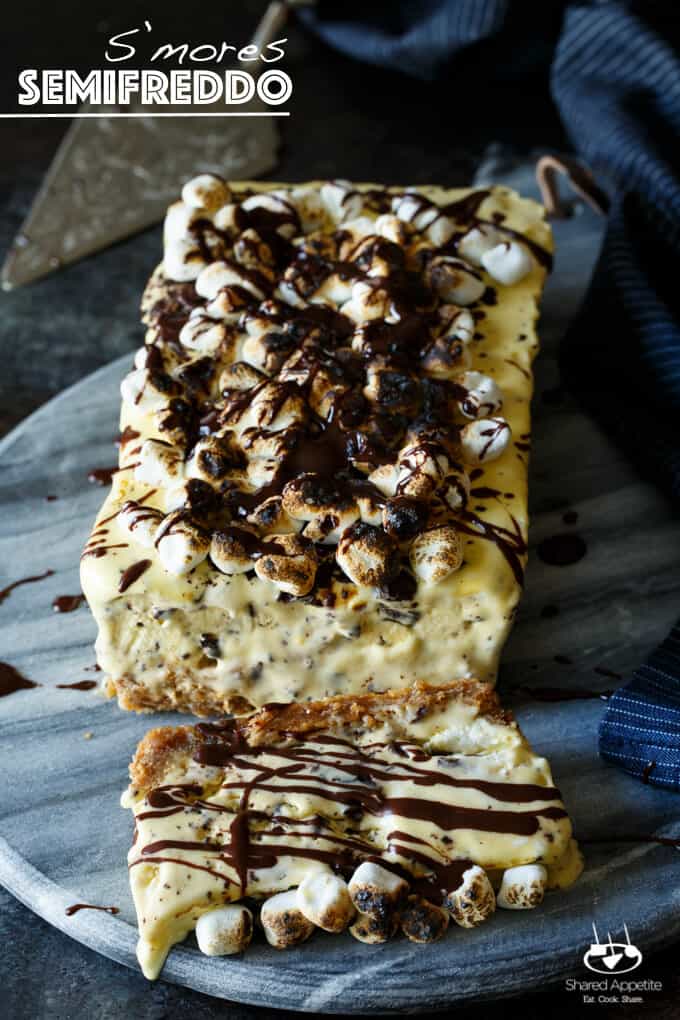 S'mores Semifreddo with a Graham Cracker Crust | sharedappetite.com   This S'mores Semifreddo combines the richness of ice cream with the light airy texture of mousse!