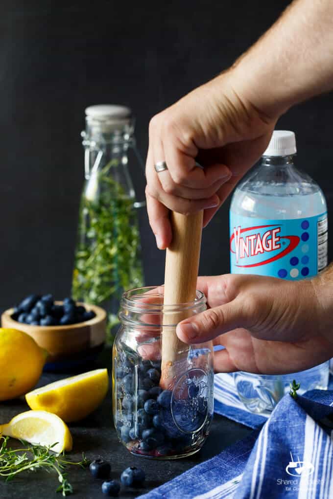 Sparkling Blueberry Thyme Lemonade | sharedappetite.com