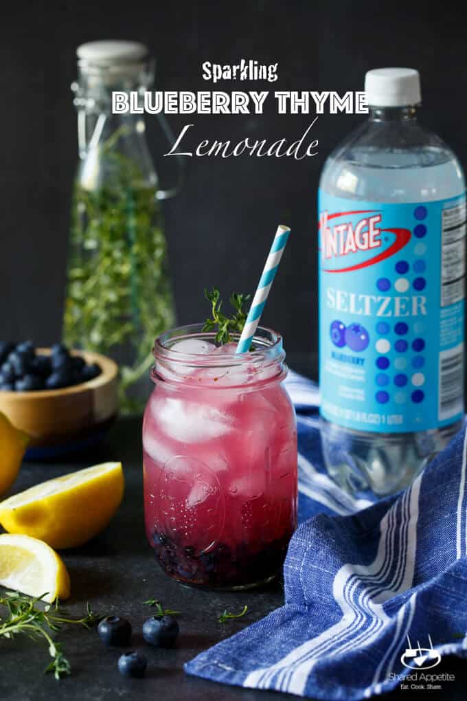 Sparkling Blueberry Thyme Lemonade | sharedappetite.com