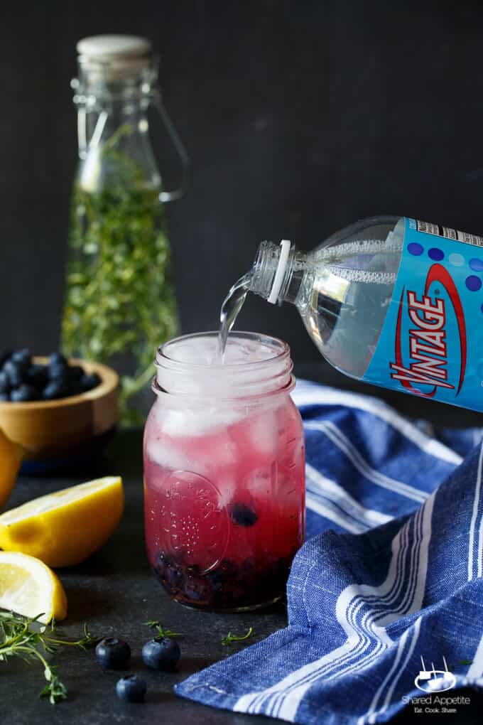Sparkling Blueberry Thyme Lemonade | sharedappetite.com