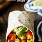 Vegan Curried Cauliflower and Sweet Potato Wrap with Hummus, Avocado, and Israeli Salad | sharedappetite.com