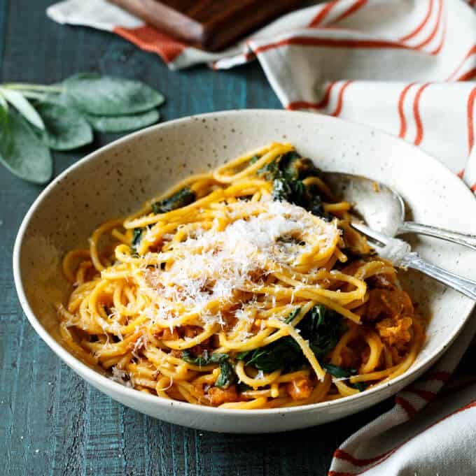 butternut squash spaghetti with chorizo and spinach 7 copy
