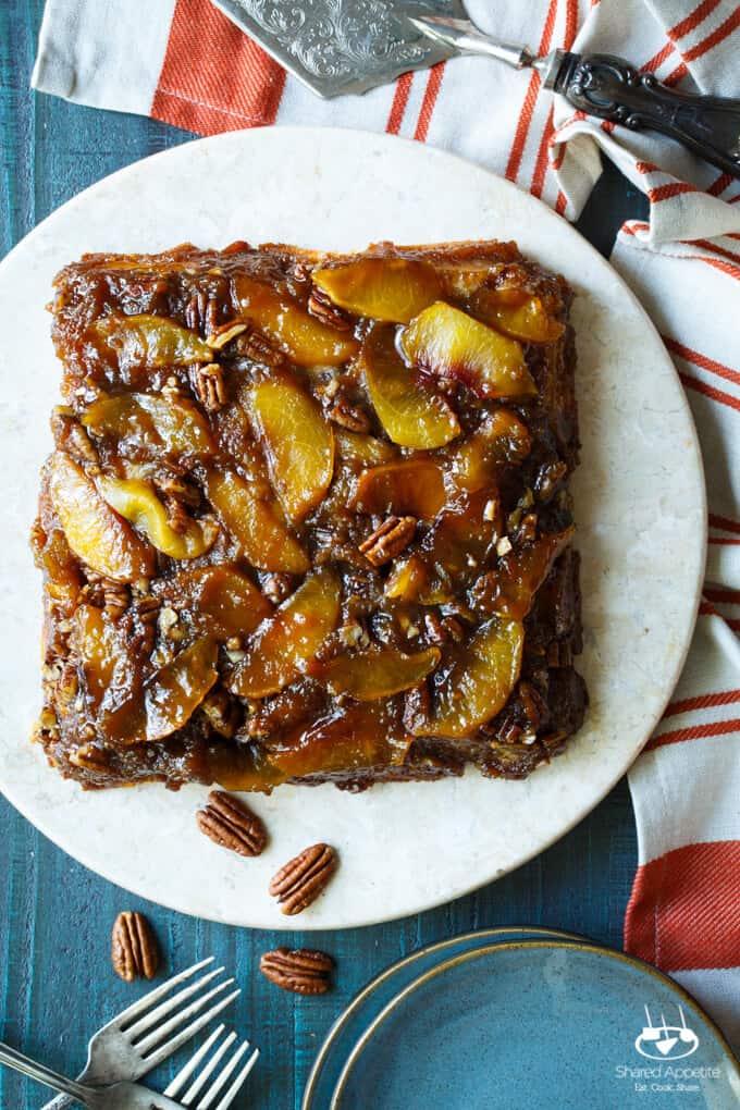 Peach Bourbon Caramel Cake | sharedappetite.com