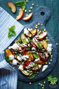 Stone Fruit Caprese Salad with Grilled Corn | sharedappetite.com