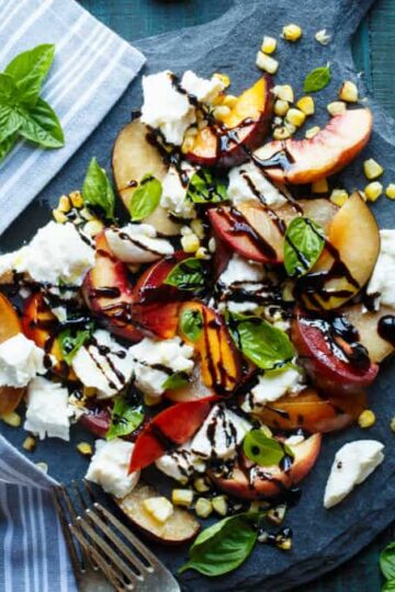 Stone Fruit Caprese Salad with Grilled Corn | sharedappetite.com