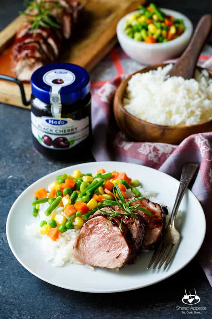 Black Cherry Glazed Pork Tenderloin | sharedappetite.com