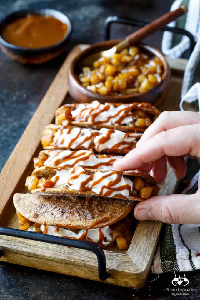 Caramel Apple Pie Tacos - Shared Appetite