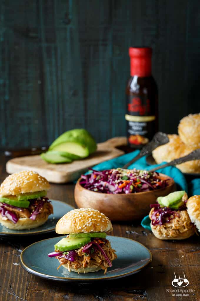 Slow Cooker Spicy Asian Chicken Sliders | sharedappetite.com