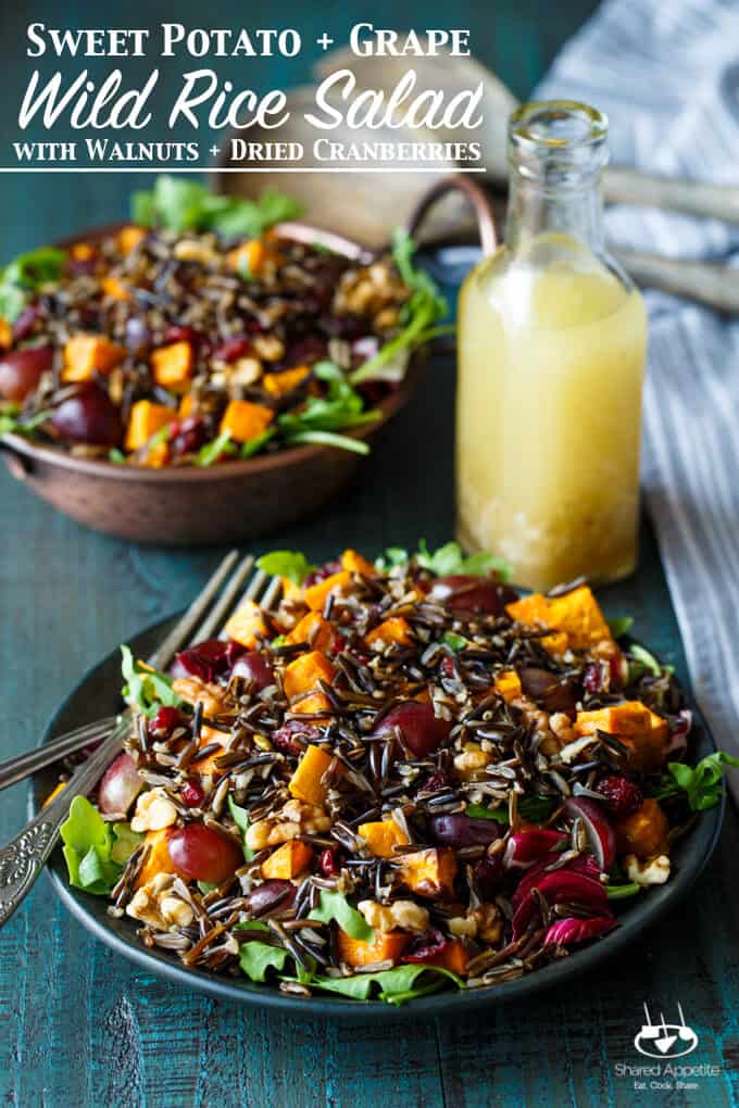 Sweet Potato, Grape, and Wild Rice Salad with Walnuts and Dried Cranberries | sharedappetite.com