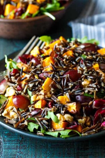 Sweet Potato, Grape, and Wild Rice Salad with Walnuts and Dried Cranberries | sharedappetite.com