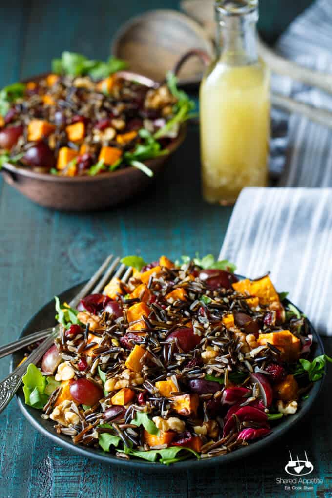 Sweet Potato, Grape, and Wild Rice Salad with Walnuts and Dried Cranberries | sharedappetite.com