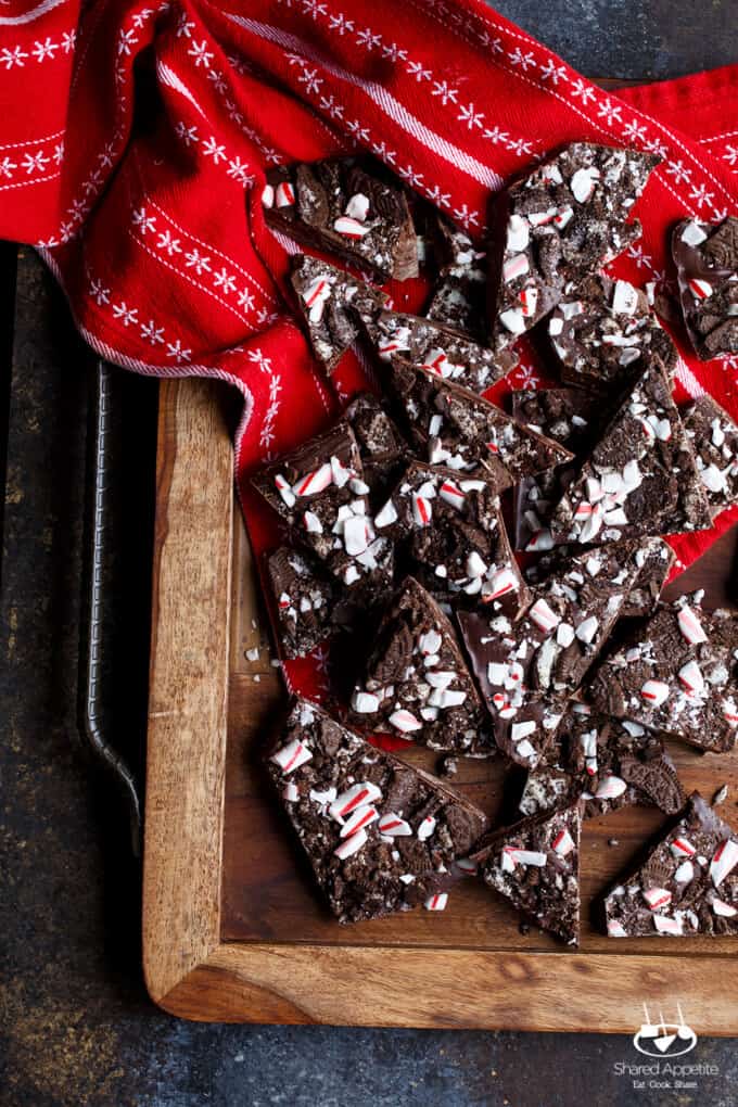 Dark Chocolate Peppermint Oreo Bark | sharedappetite.com
