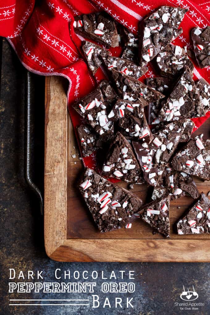 Dark Chocolate Peppermint Oreo Bark | sharedappetite.com