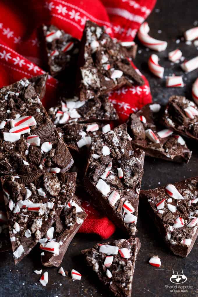 Dark Chocolate Peppermint Oreo Bark | sharedappetite.com