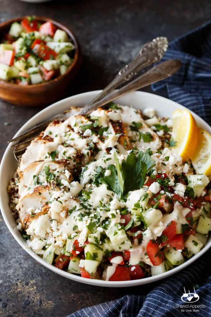 Mediterranean Chicken Quinoa Bowl - Shared Appetite