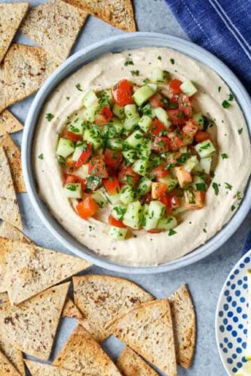 Vegan Mediterranean Hummus Dip with Israeli Salad | sharedappetite.com