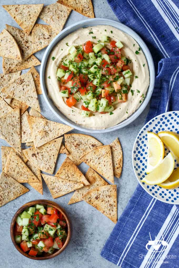 Vegan Mediterranean Hummus Dip with Israeli Salad | sharedappetite.com