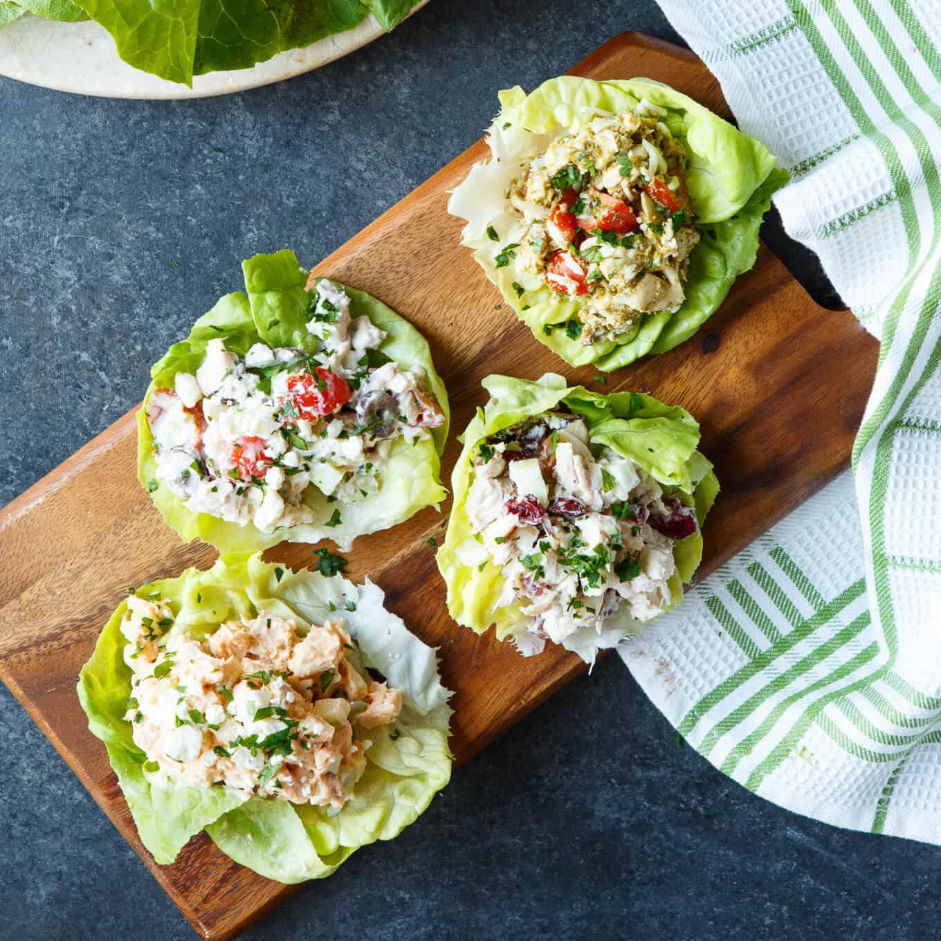 Four Healthy Chicken Salad Lettuce Wraps - Shared Appetite