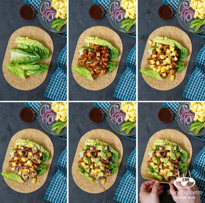 hawaiian bbq chicken wrap with avocado | sharedappetite.com