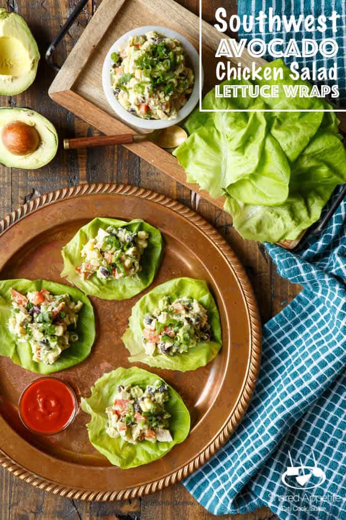 Southwest Avocado Chicken Salad Lettuce Wraps | sharedappetite.com